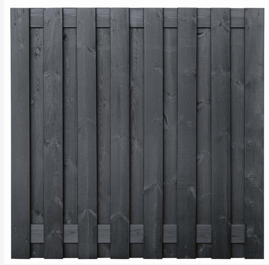 Gardenlux grenen scherm 17 planks/15mm zwart gespoten 180x180cm Arizona