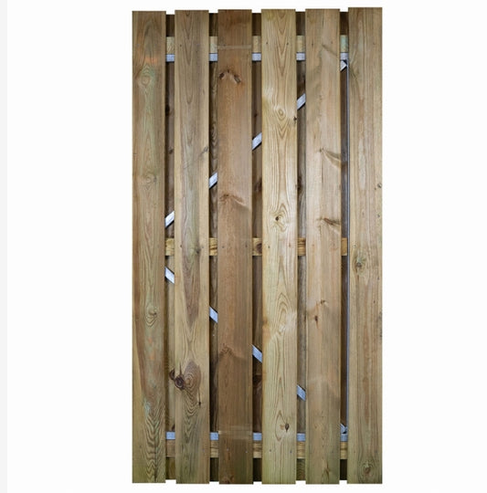 Gardenlux grenen deur met verstelbaar stalen frame 195x100cm groen geïmpregneerd.